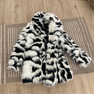 Asos Black and White Faux Fur Coat